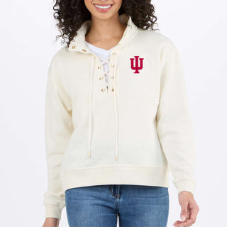 Indiana Trident EMB Women's Lace Up Pullover - Natural