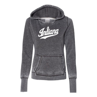 Indiana Script Women's Zen Fleece Hoodie - Dark Smoke