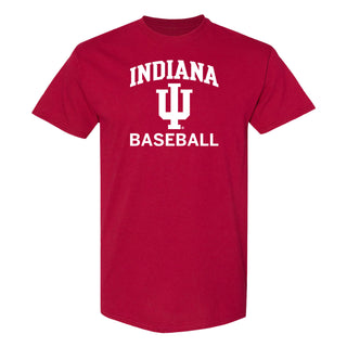 Indiana University Hoosiers Arch Logo Baseball Short Sleeve T Shirt - Cardinal