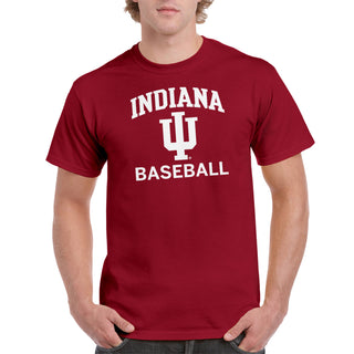 Indiana University Hoosiers Arch Logo Baseball Short Sleeve T Shirt - Cardinal