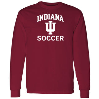 Indiana University Hoosiers Arch Logo Soccer Long Sleeve T Shirt - Cardinal