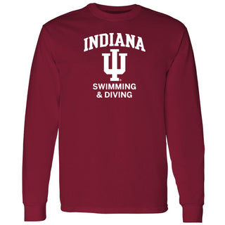 Indiana University Hoosiers Arch Logo Swimming Long Sleeve T Shirt - Cardinal