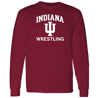 Indiana University Hoosiers Arch Logo Wrestling Long Sleeve T Shirt - Cardinal