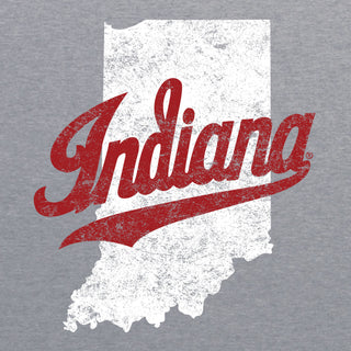 Indiana University Hoosiers Indiana Silhouette Script Logo Next Level Short Sleeve T- Shirt - Premium Heather