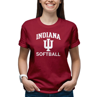 Indiana University Hoosiers Arch Logo Softball Short Sleeve T Shirt - Cardinal