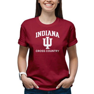 Indiana University Hoosiers Arch Logo Cross Country Short Sleeve T Shirt - Cardinal