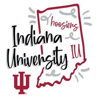 Indiana University Hoosiers Playful Sketch Basic Cotton Short Sleeve T Shirt - White