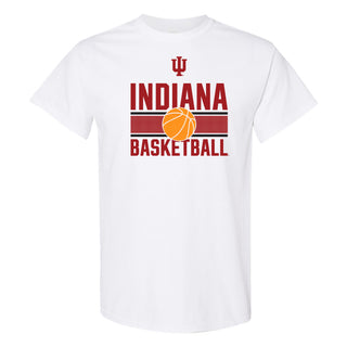 Indiana University Hoosiers Basketball Mesh Basic Cotton Short Sleeve T Shirt - White