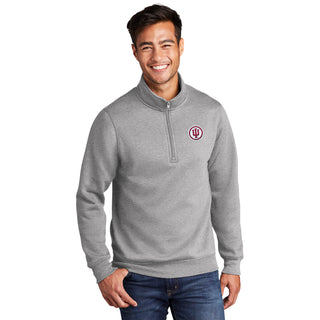 Indiana Circle Logo Patch 1/4 Zip Sweatshirt - Athletic Heather