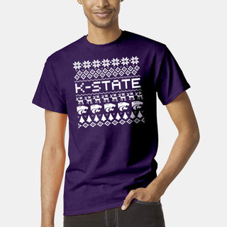 Kansas State Holiday Sweater T-Shirt - Purple