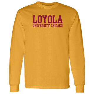 Loyola University Chicago Ramblers Basic Block Long Sleeve T Shirt - Gold