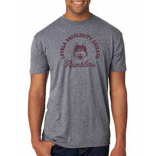 Loyola University Chicago Ramblers Retro Script Next Level Short Sleeve T Shirt - Premium Heather