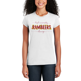 Loyola University Chicago Ramblers Floral Women's Short Sleeve T Shirt - White