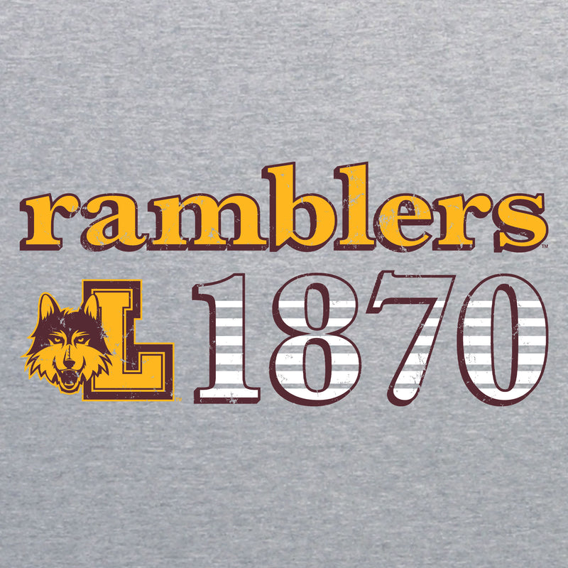 Loyola University Chicago Ramblers Throwback Year Stripe Heavy Blend Crewneck - Sport Grey