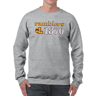 Loyola University Chicago Ramblers Throwback Year Stripe Heavy Blend Crewneck - Sport Grey