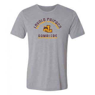 Loyola University Chicago Ramblers Division Arch Canvas Triblend Short Sleeve T Shirt - Athletic Grey