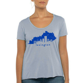 Lexington Kentucky Skyline Women's Festival Scoopneck - Stonewash Denim