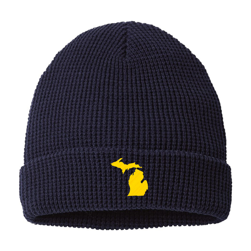 MI Silhouette Waffle Cuffed Knit Hat - Navy