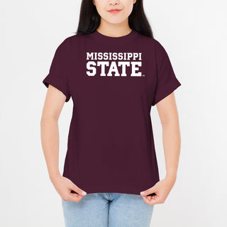 Mississippi State Basic Block T Shirt - Maroon