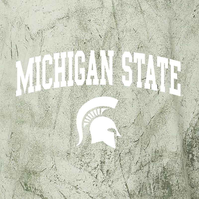 Michigan State Arched Colorblast Heavyweight T-Shirt - Fern