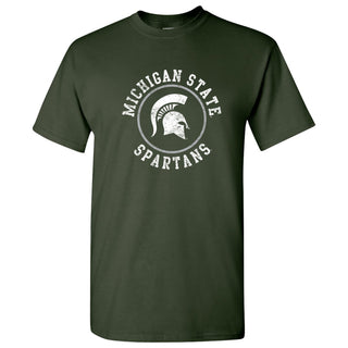 Michigan State University Spartans Distressed Circle Logo Short Sleeve T Shirt - Forest Green