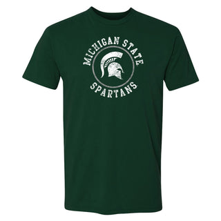 Michigan State University Spartans Distressed Circle Logo Next Level Short Sleeve T Shirt - Forest