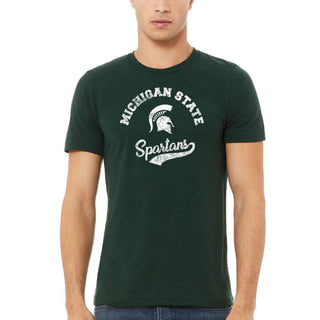 MSU Retro Script Canvas Triblend T Shirt - Emerald Triblend