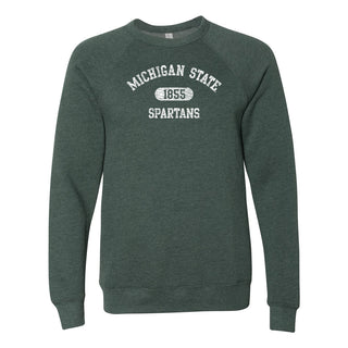 MSU Athletic Arch Sponge Fleece Raglan Crewneck - Heather Forest