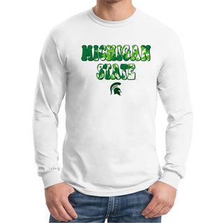 MSU Tie Dye Type Long Sleeve - White