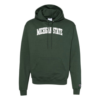 MSU Arch Applique Champion Powerblend Hoodie - Dark Green