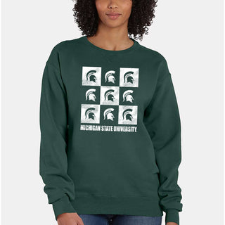 MSU Checkerbox CW Garment-Dyed Crewneck - Field Green