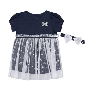 Colosseum Michigan Infant Girls Star League Dress - Navy/White