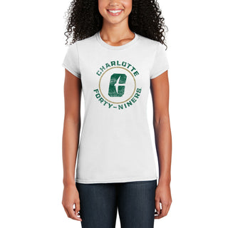 UNC Charlotte Forty-Niners Distressed Circle Logo Women's Short Sleeve T Shirt - White