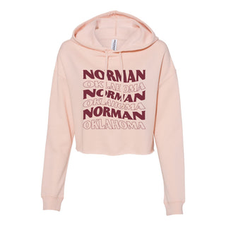 Norman OK Twist Womens Crop Hoodie - Blush