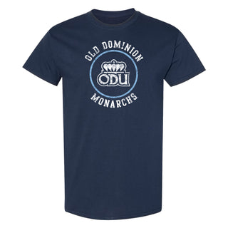 Old Dominion University Monarchs Distressed Circle Logo Basic Cotton Short Sleeve T Shirt - Navy