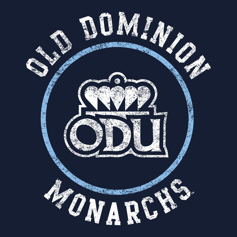 Old Dominion University Monarchs Distressed Circle Logo Heavy Cotton Youth T Shirt - Navy