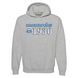 Old Dominion University Monarchs Throwback Year Stripe Heavy Blend Hoodie - Sport Grey