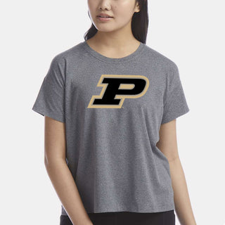 Purdue Tone Motion P Champion Women's Sport Soft Touch T-Shirt - Ebony Heather