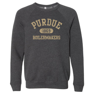 Purdue Athletic Arch Sponge Fleece Raglan Crewneck - Dark Grey Heather