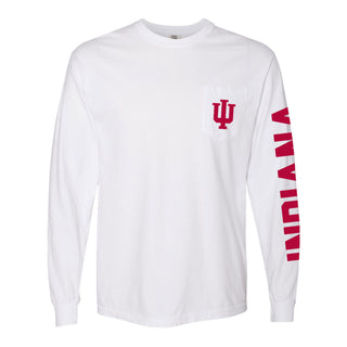 Indiana University Hoosiers Trident Long Sleeve Pocket Tee - White