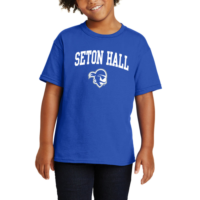 Seton Hall University Pirates Arch Logo Youth Short Sleeve T Shirt - Royal