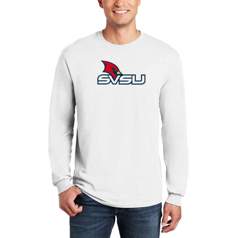 Saginaw Valley State SVSU Cardinals Primary Logo Long Sleeve T Shirt - White