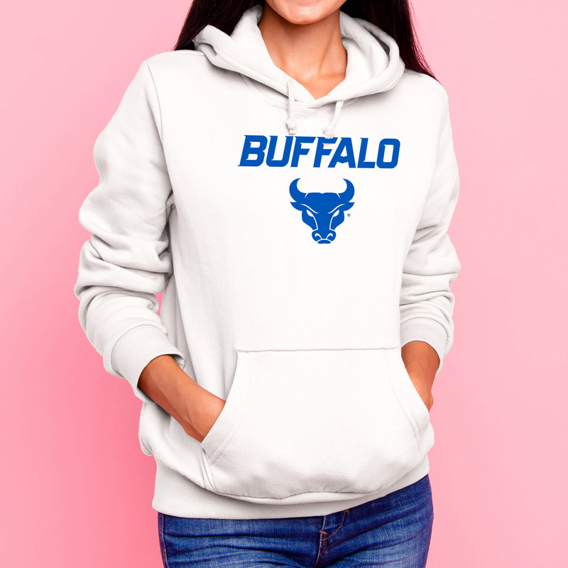University at Buffalo Bulls Primary Logo Heavy Blend Hoodie - White