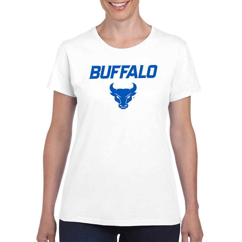 University at Buffalo Primary Logo Women's Short Sleeve T Shirt - White