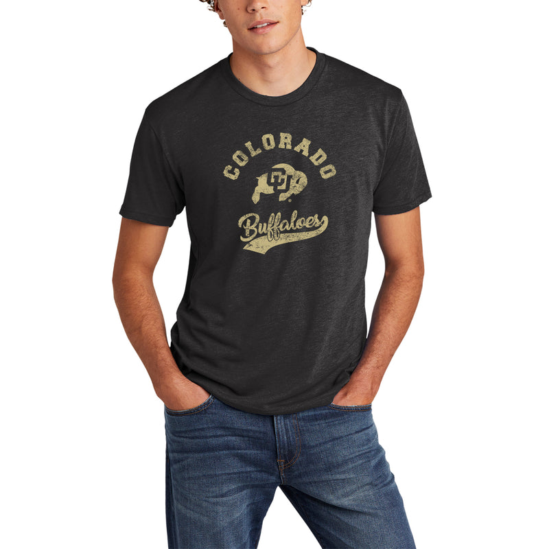 University of Colorado Buffaloes Retro Script Triblend T Shirt - Vintage Black