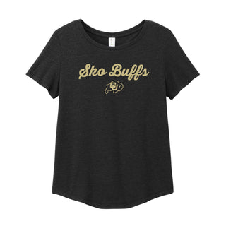 Colorado Spirited Script Women's Relaxed Scoopneck T-Shirt - Space Black