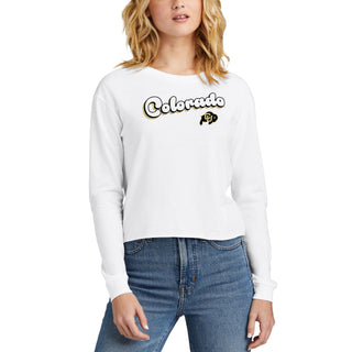 Colorado Groovy Script Logo Women's Triblend Midi Long Sleeve - White