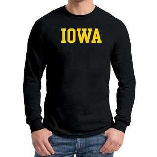 University of Iowa Hawkeyes Basic Block Long Sleeve T Shirt - Black