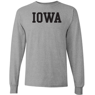 University of Iowa Hawkeyes Basic Block Long Sleeve T Shirt - Sport Grey