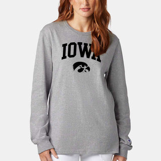 Iowa Arch Logo Champion Long Sleeve - Light Steel